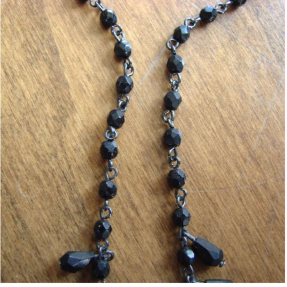 Black Bead Rhinestone Necklace Drop Earring Set Prom Wedding 1928 Jewellery - Picture 8 of 8